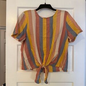 ☀️ Madewell Striped Top with Front Tie